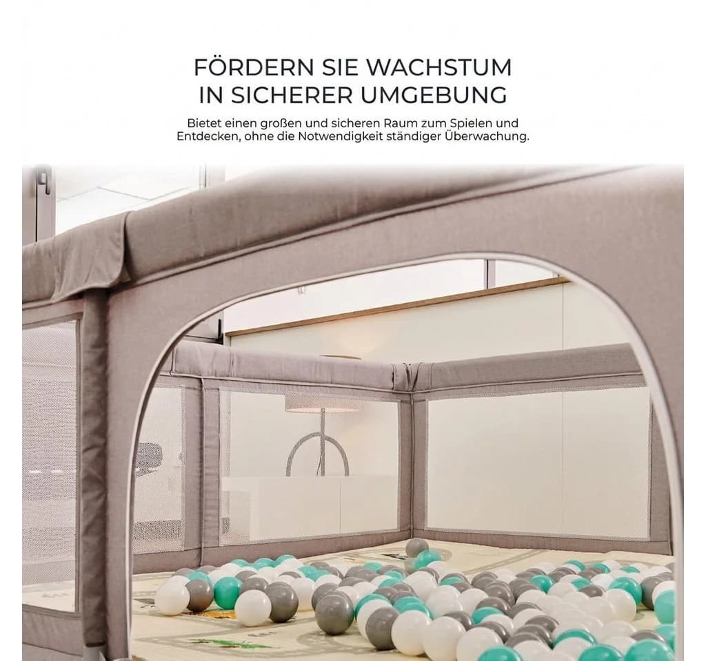 jahesta Laufstall XXL 180x200 cm mit Netzseiten und Reißverschluss - Bild 3