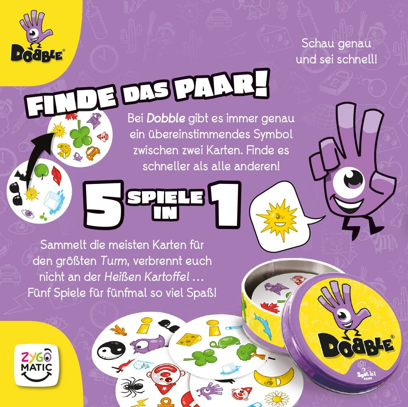 Zygomatic Dobble Reaktionsspiel - 55 Karten mit 5 Spielvarianten - Bild 4