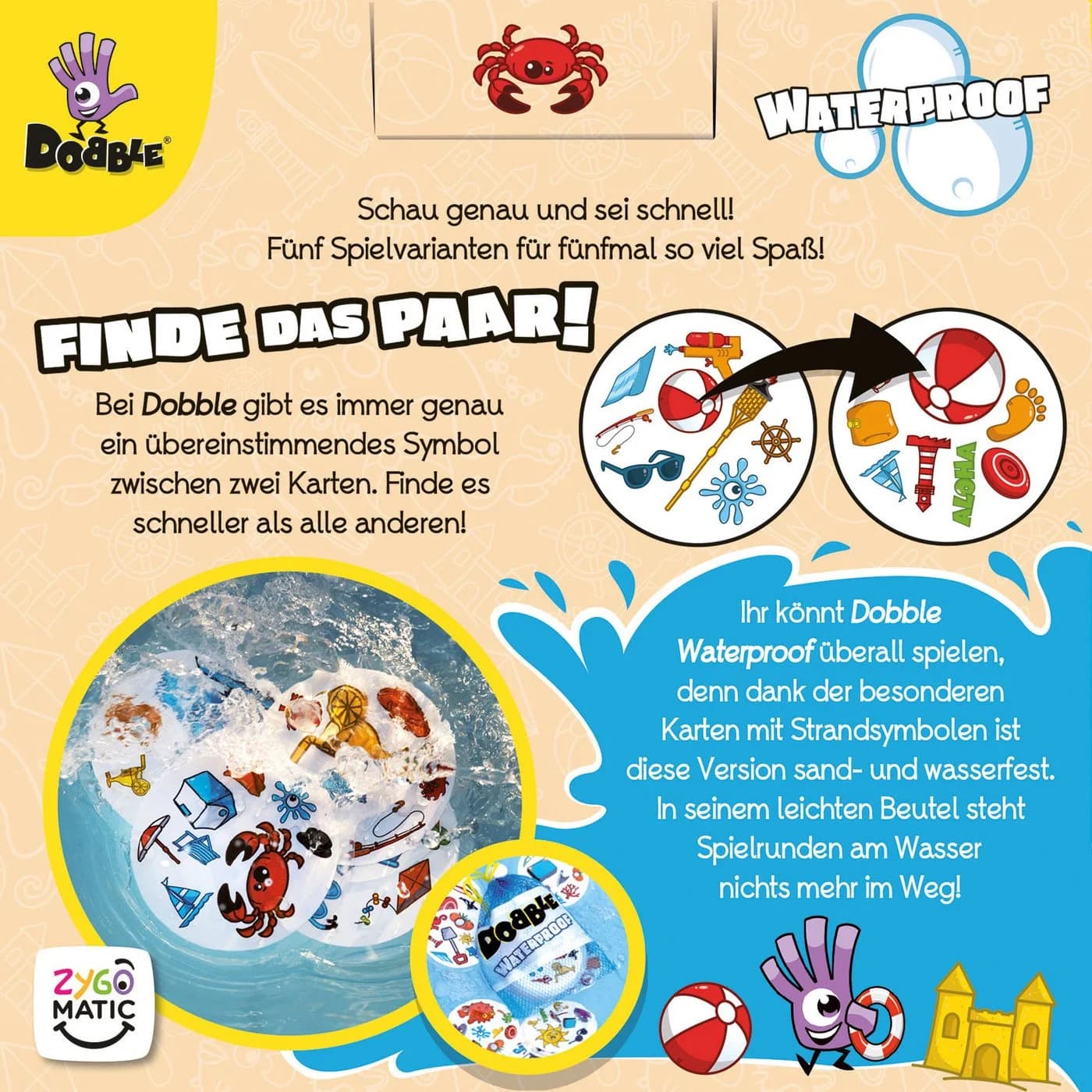 Asmodee Dobble Waterproof Reaktionsspiel Bunt Wasserdicht - Bild 4