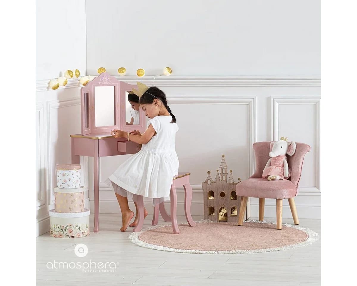 Atmosphera Kinderschminktisch SISSI Rosa mit Spiegel und Hocker