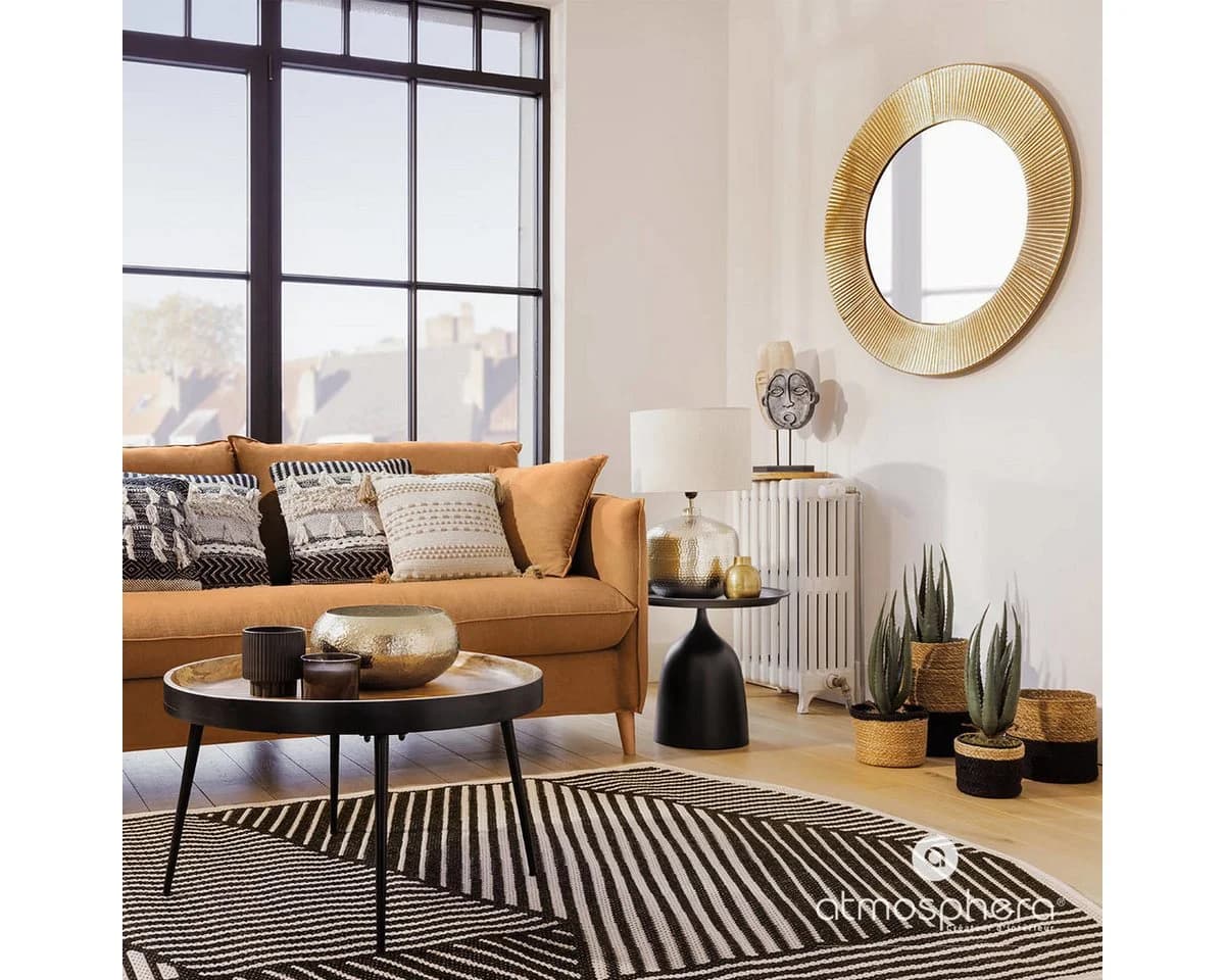 Atmosphera Wandspiegel MILDA Gold Metall Rahmen Rund 90 cm