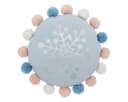 Atmosphera Dekokissen HIVER rund blau mit Schneeflocke und Pompons Bild 2
