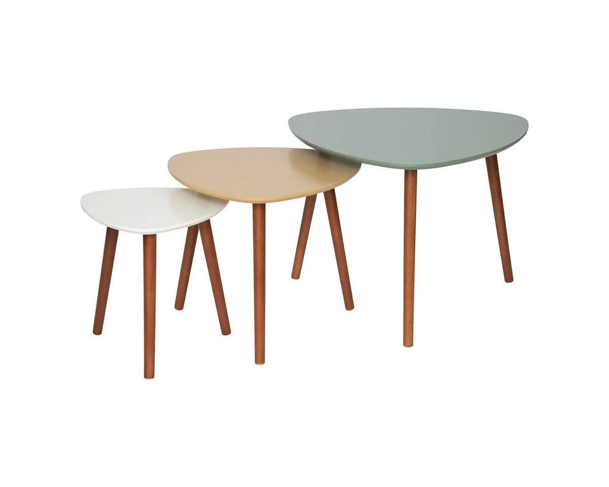 Atmosphera MILEO 3er-Set Beistelltische Tränenform MDF Hevea - Bild 2