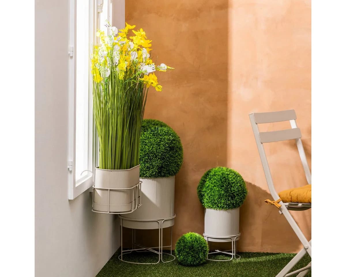 Atmosphera Metall Blumentopf Set 2-tlg. Beige/Grün