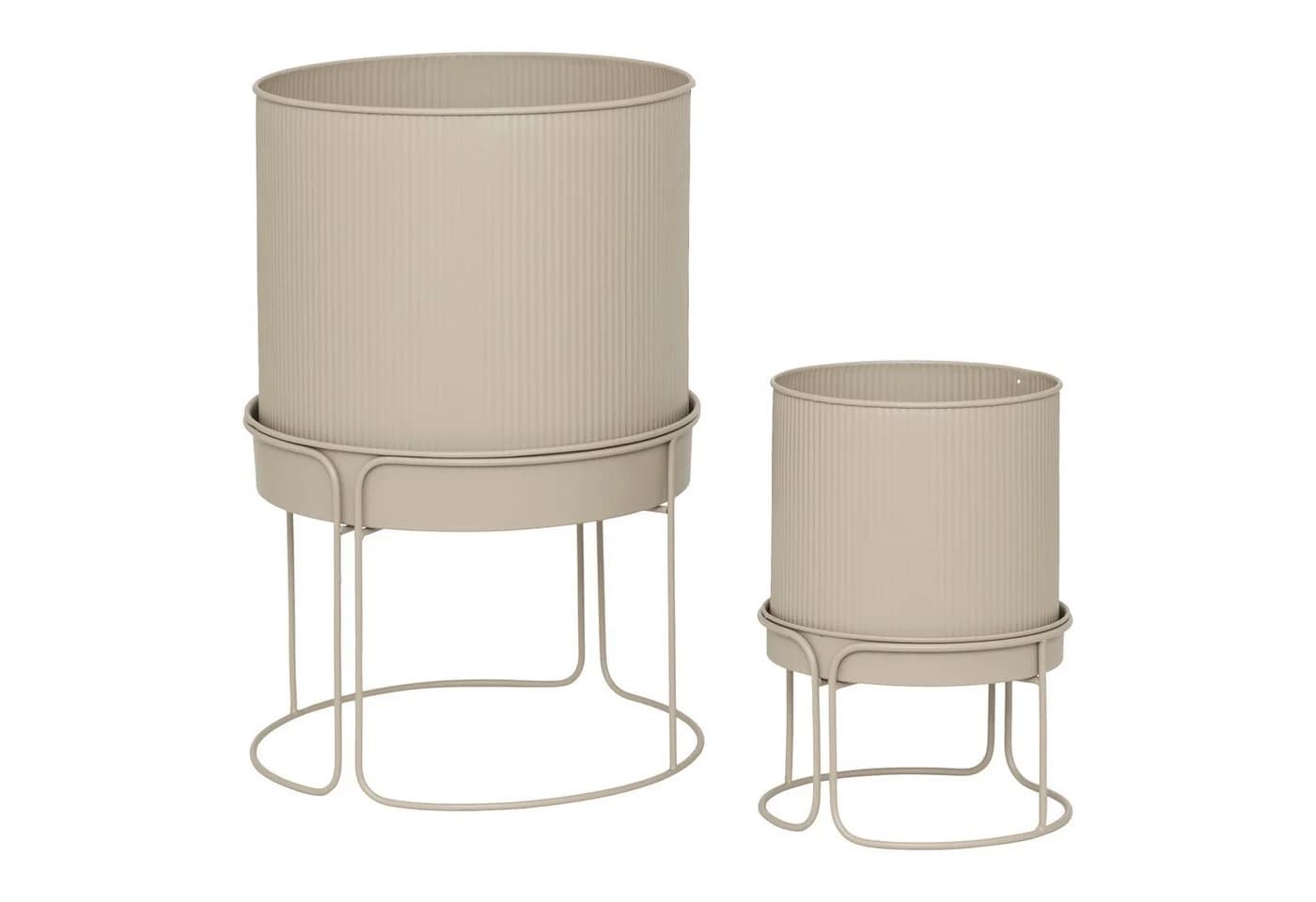 Atmosphera Metall Blumentopf Set 2-tlg. Beige/Grün - Bild 2