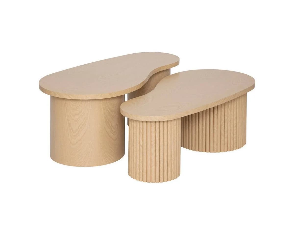 Atmosphera SOLEYA 3er-Set Beistelltische Asymmetrisch Beige MDF - Bild 2