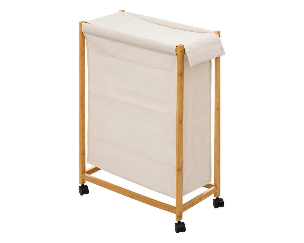 5five Simply Smart Wäschekorb Bambus Beige mit Rollen - Bild 2