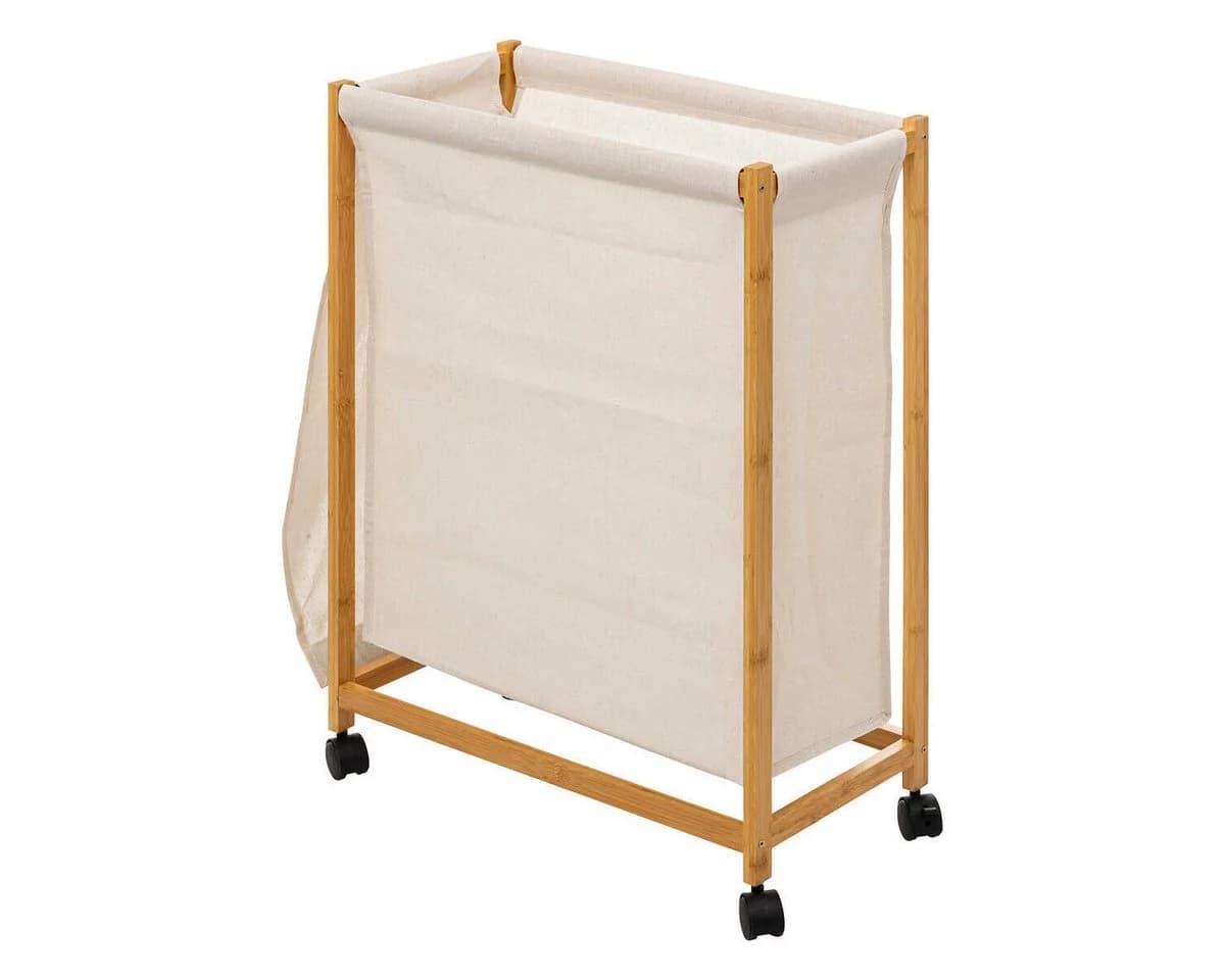 5five Simply Smart Wäschekorb Bambus Beige mit Rollen - Bild 3