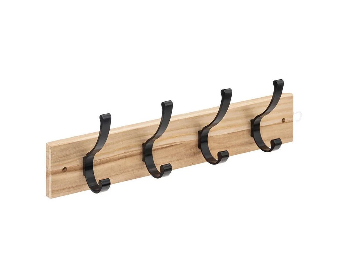 5five Simply Smart Garderobenständer Wandhaken Holz Braun 4 Haken - Bild 2