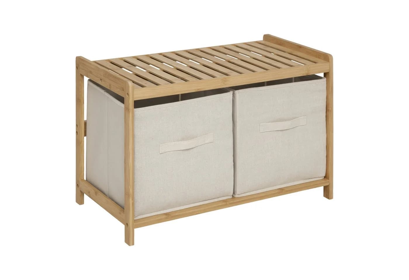 5five Simply Smart Wäschekorb Badebank Beige Bambus mit Stauraum - Bild 2