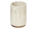 5five Simply Smart Zahnputzbecher COME Beige Polyresin Holzunterlage Bild 1