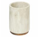 5five Simply Smart Zahnputzbecher COME Beige Polyresin Holzunterlage Bild 2