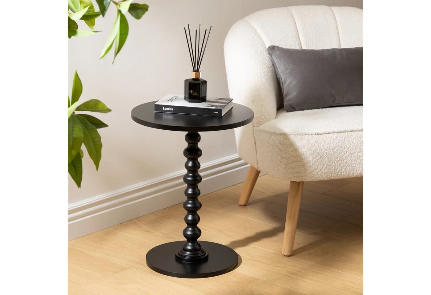 Atmosphera Beistelltisch ALIX Schwarz MDF Runder Couchtisch