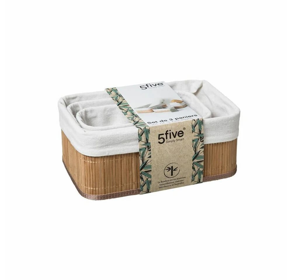 5five Simply Smart Aufbewahrungskorb-Set 3-tlg. Braun Bambus - Bild 5