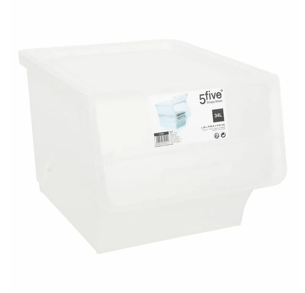 5five Simply Smart Aufbewahrungsbox mit Frontklappe Transparent 34 Liter