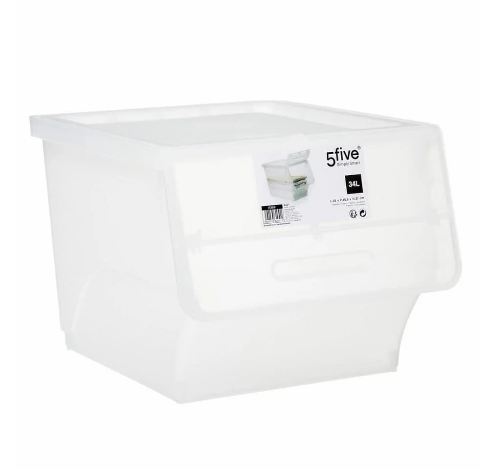 5five Simply Smart Aufbewahrungsbox mit Frontklappe Transparent 34 Liter - Bild 2
