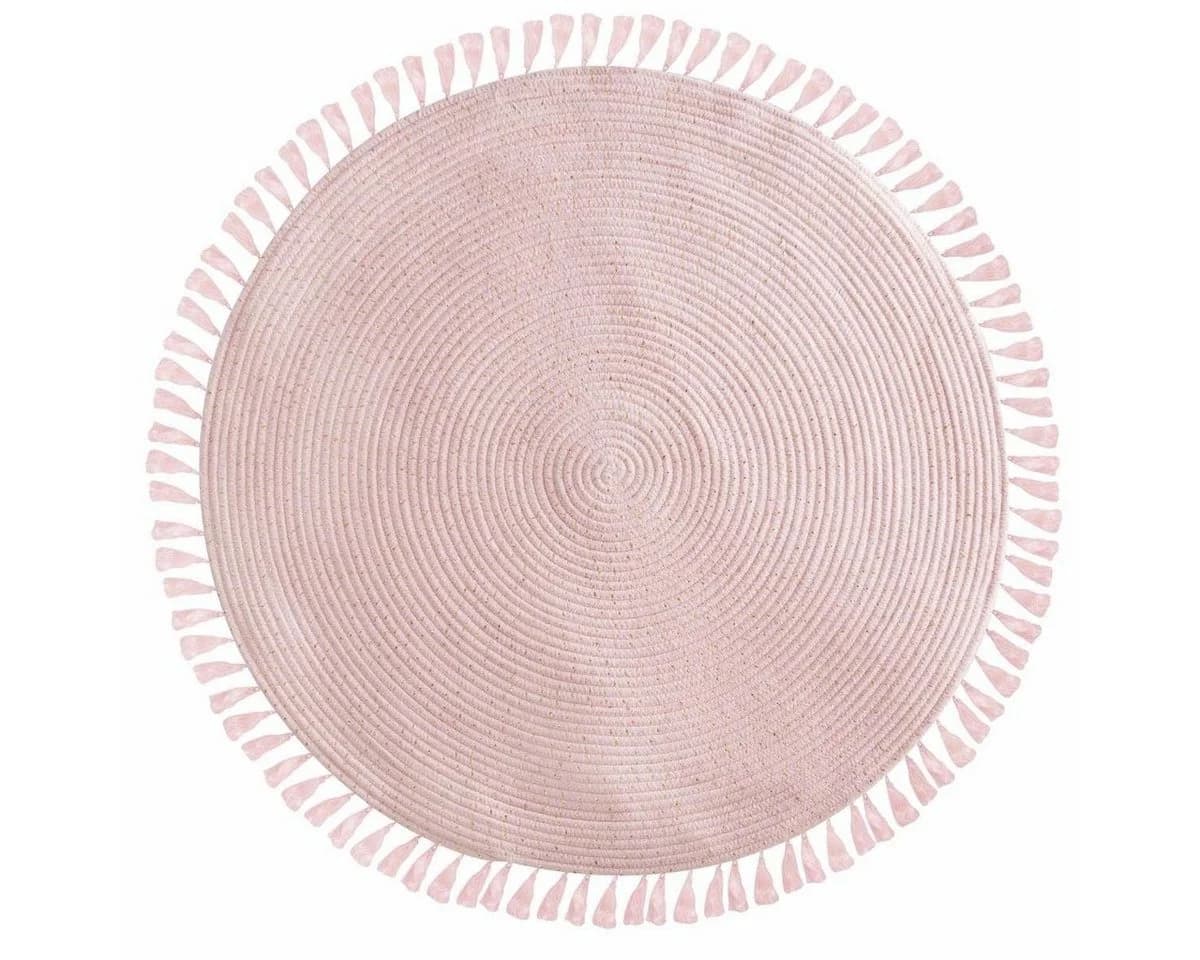 Atmosphera Lurex Teppich Rosa Rund 90 cm mit Fransen - Bild 2