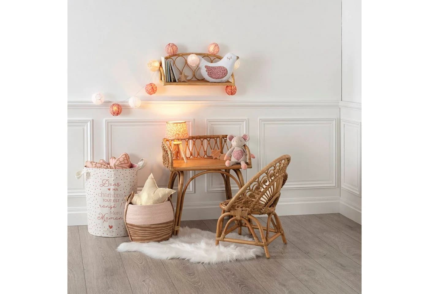 Atmosphera Wandregal Kinderzimmer Rattan Hängeregal