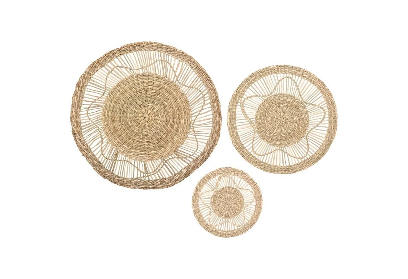 Atmosphera Wanddekoration 3 Ringe Seegras Beige Rustikal