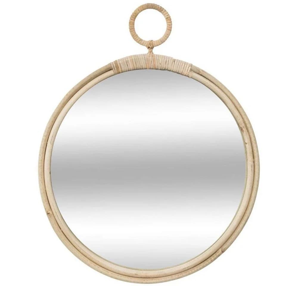 Atmosphera Wandspiegel Rattan Rund Beige 38 cm