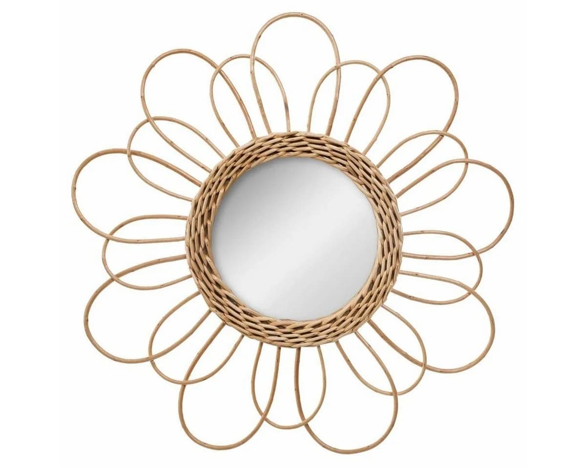 Atmosphera Wandspiegel Rattan Blume Beige 38 cm
