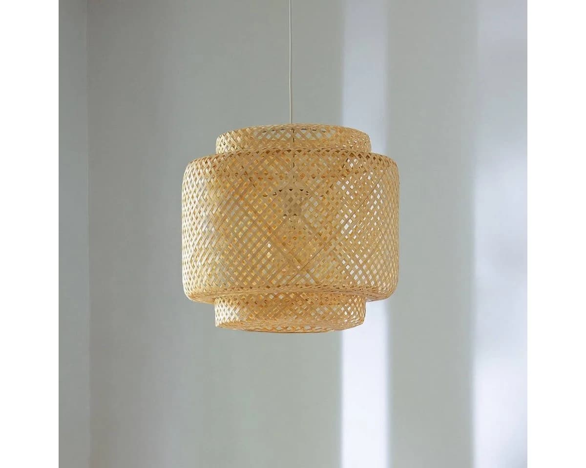 Atmosphera LIBY Pendelleuchte Bambus Schirm Boho Skandinavisch
