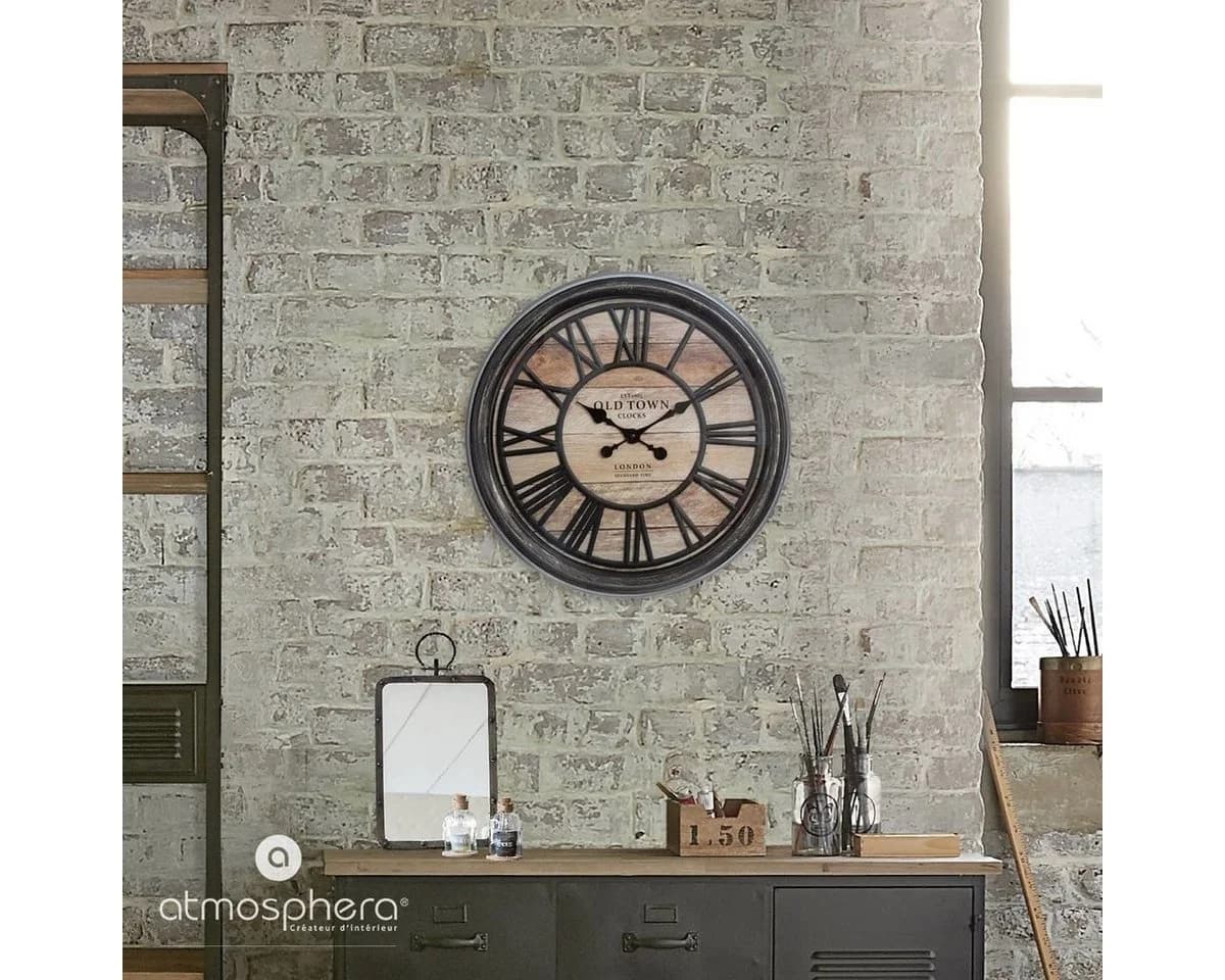 Atmosphera Créateur d'intérieur Wanduhr 50 cm Römische Ziffern Schwarz