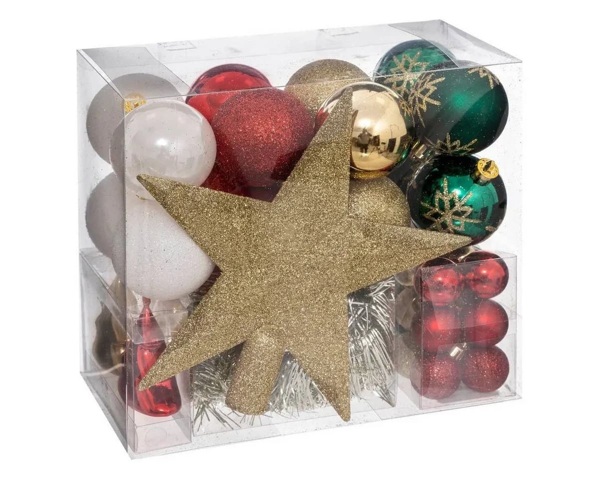 Atmosphera Weihnachtsbaumkugel Set 44-tlg. Rot/Grün/Gold