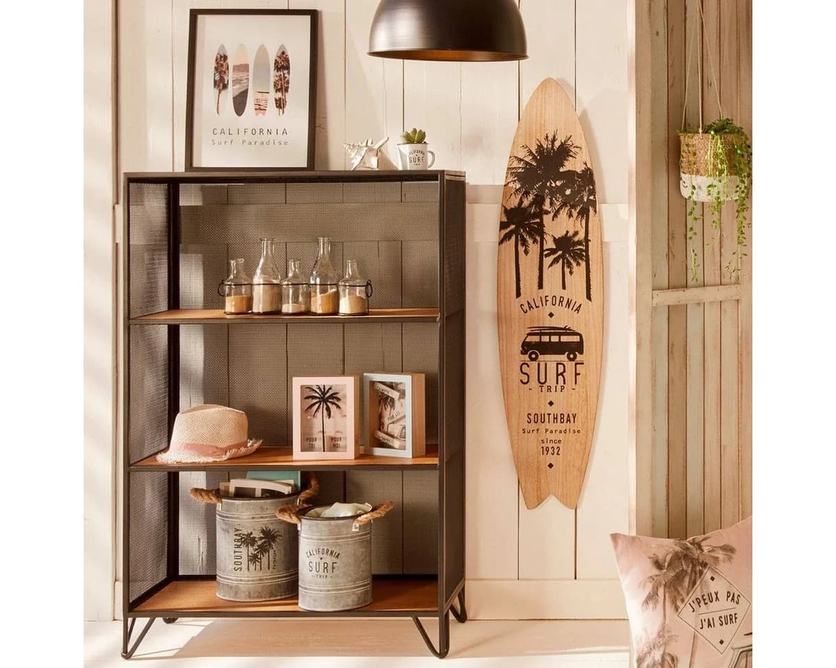 Atmosphera Wanddeko Surfbrett SOUTH BAY Weiß/Schwarz MDF