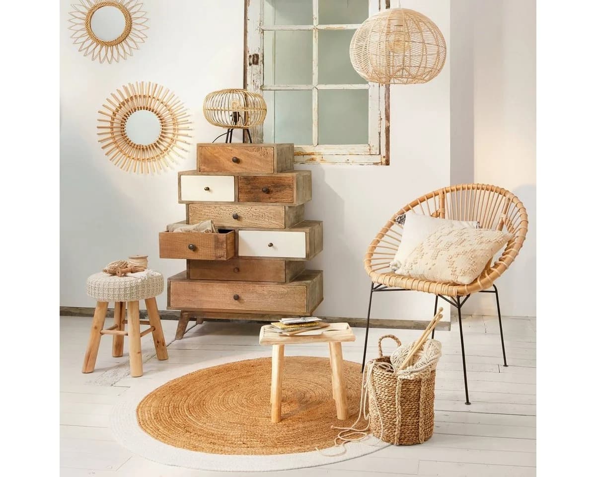Atmosphera Wandspiegel SONNE Rattan Braun Ø 50 cm - Bild 4