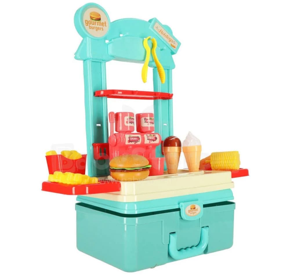 Ikonka Kinderküche im Koffer 19-tlg. Fast Food Set mit Zubehör