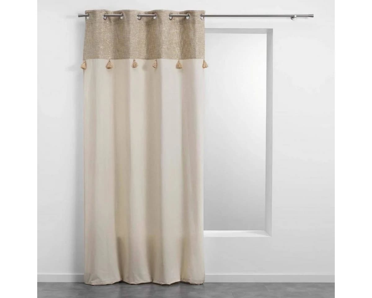 Douceur d'intérieur Vorhang Boho SULTANCURTAIN Beige mit Fransen und Ösen - Bild 2
