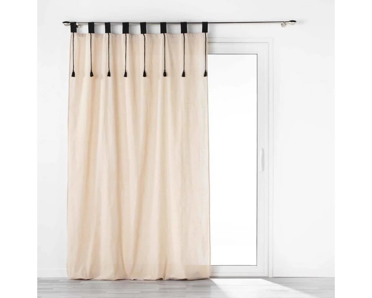Douceur d'intérieur Vorhang mit Hosenträgern und Quasten Beige/Schwarz - Bild 2
