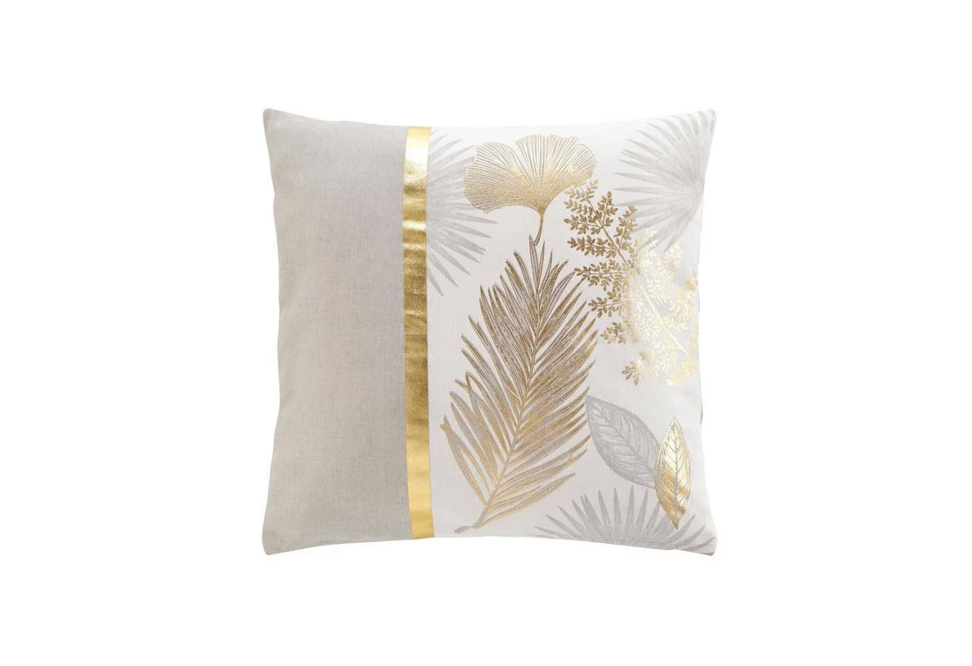 Douceur d'intérieur Dekokissen Beige Goldene Blätter 45x45 cm