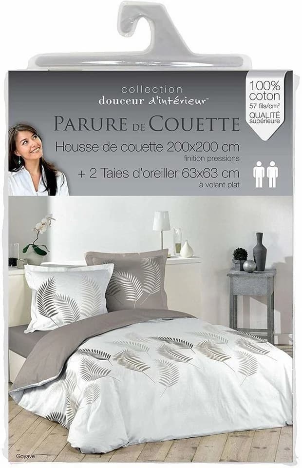 Douceur d'intérieur Bettwäsche-Set Goyave 3-teilig Baumwolle Weiß - Bild 3