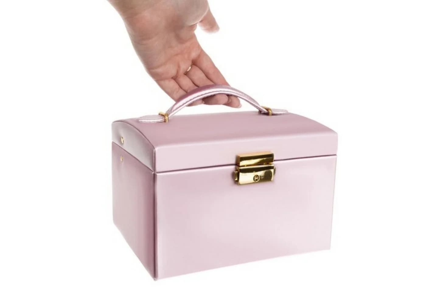 Beautylushh Schmuckkasten Rosa mit Schloss, Spiegel und Schubladen - Bild 3