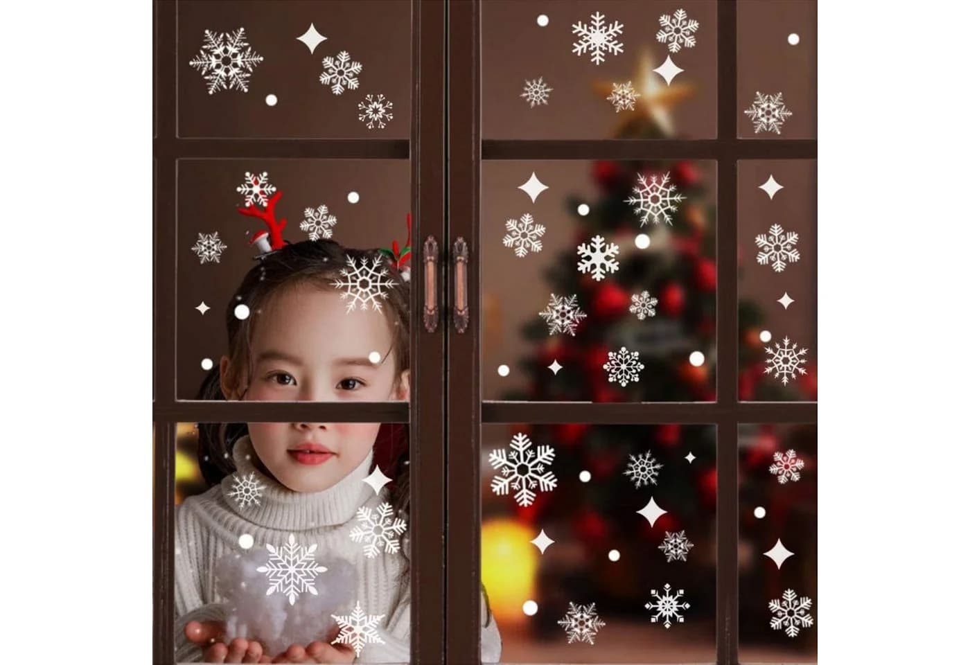 LA CUTE Fenstersticker Set 313tlg Weihnachten Schneeflocken PVC Matt - Bild 3