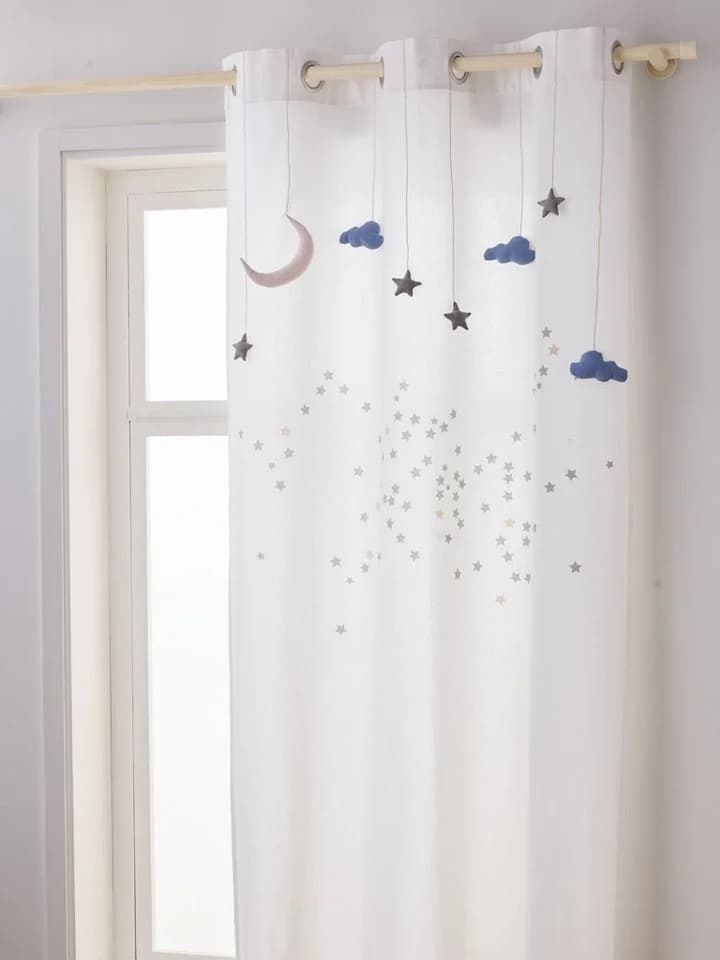 vertbaudet Kinderzimmer Vorhang MOND & STERNE Baumwolle Weiß