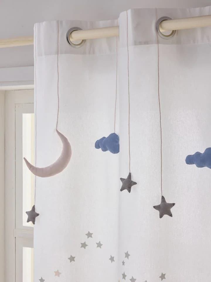 vertbaudet Kinderzimmer Vorhang MOND & STERNE Baumwolle Weiß - Bild 3