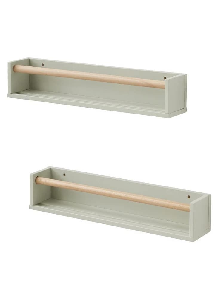 vertbaudet Wandregal 2er-Set KONFETTI Kinderzimmer Grün/Natur