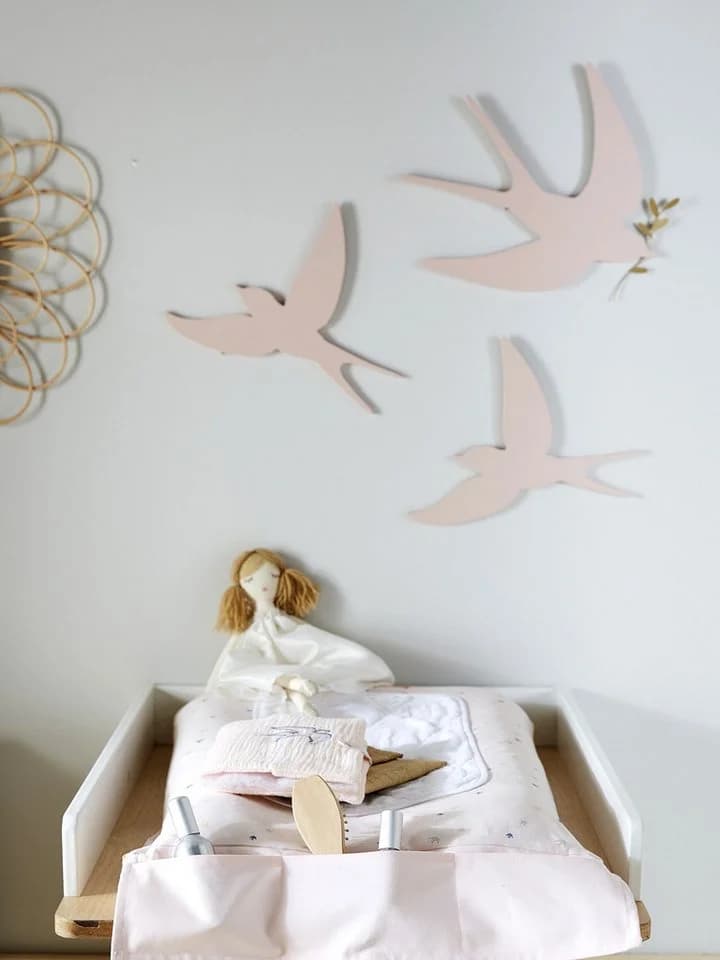 vertbaudet Wanddekoobjekt 3er-Set Kinderzimmer Deko-Schwalben Rosa - Bild 4