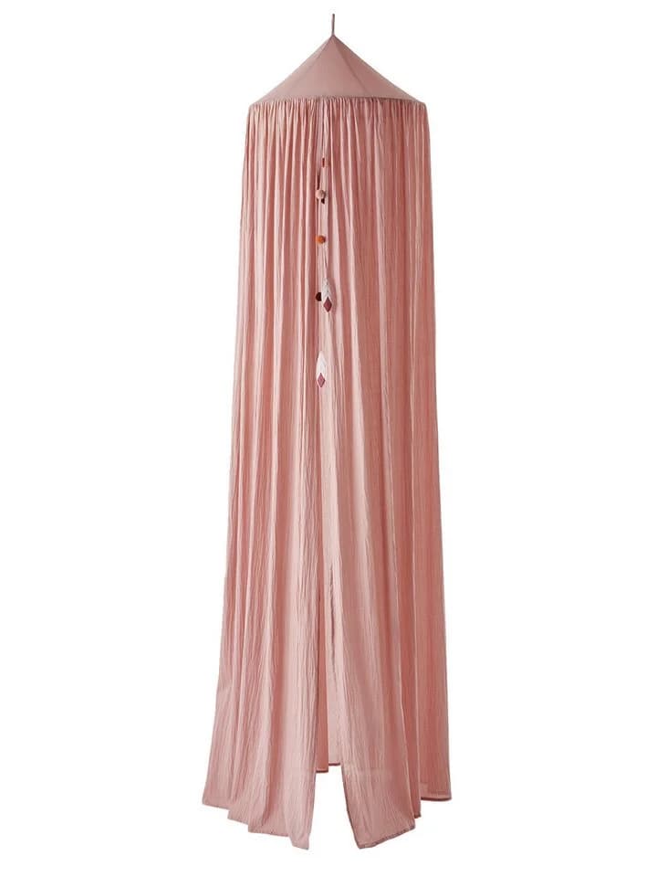 vertbaudet Betthimmel Baumwolle Rosa Pompon 300cm