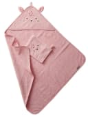 vertbaudet Baby Kapuzenhandtuch Rosa Frottee mit Tiergesicht Bild 2