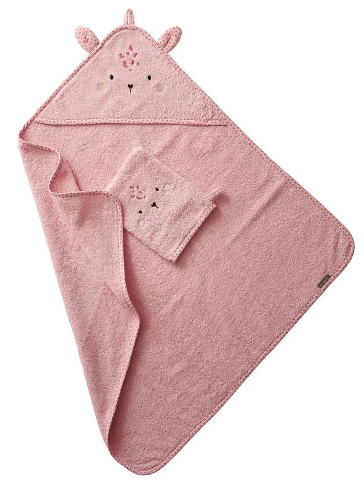 vertbaudet Baby Kapuzenhandtuch Rosa Frottee mit Tiergesicht - Bild 2