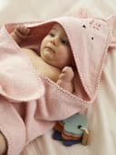 vertbaudet Baby Kapuzenhandtuch Rosa Frottee mit Tiergesicht Bild 3