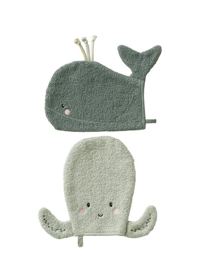 vertbaudet Baby Waschhandschuh 2er-Set OZEAN Blau Frottee - Bild 2