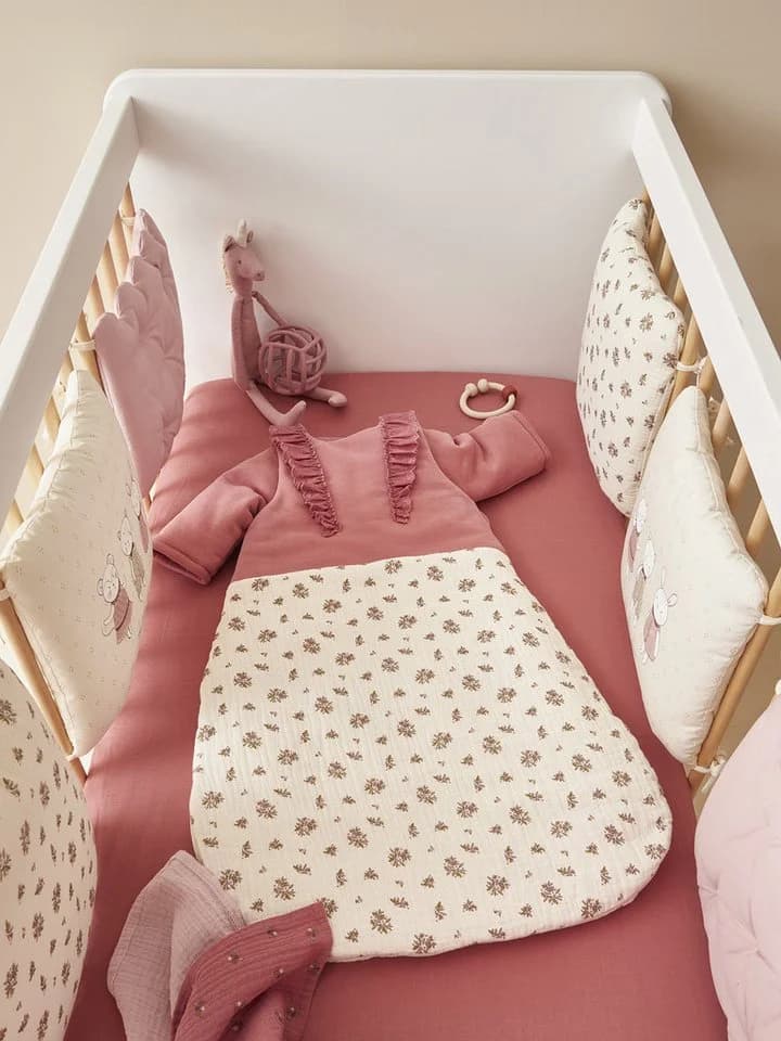 vertbaudet Bettumrandung Baby Laufgitterpolster Landhaus Baumwolle