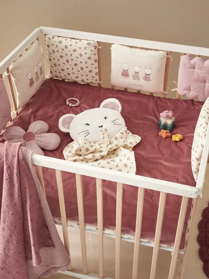 vertbaudet Bettumrandung Baby Laufgitterpolster Landhaus Baumwolle - Bild 3