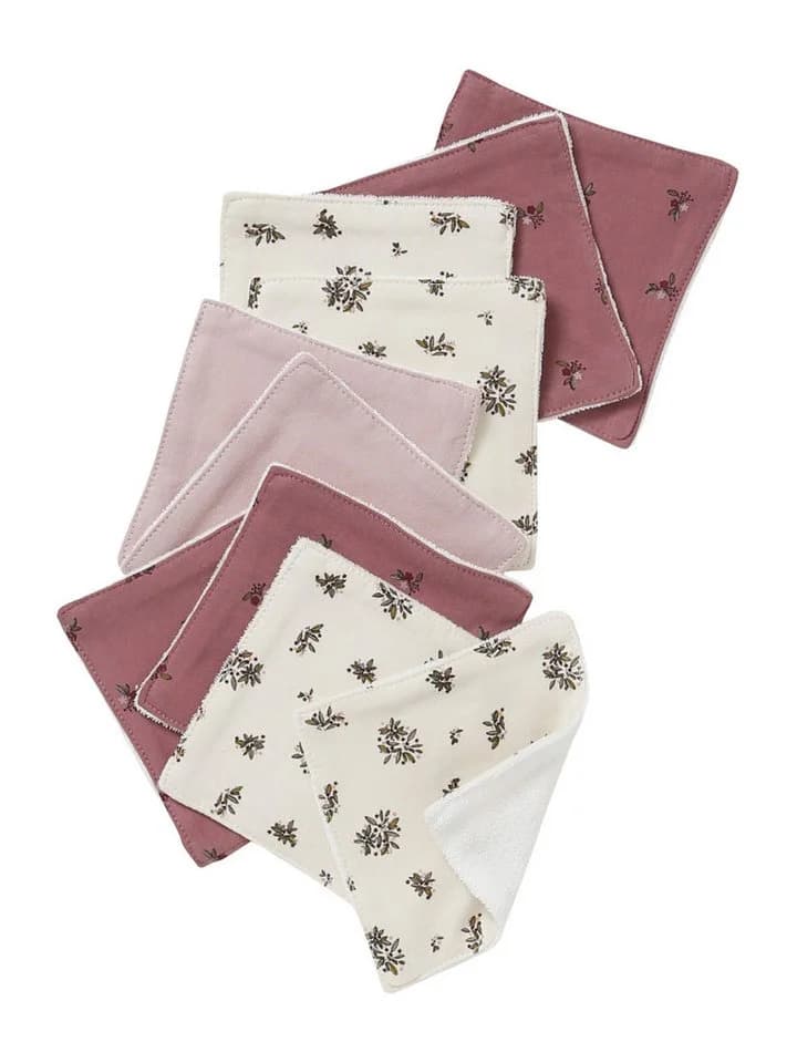 vertbaudet Waschlappen 10er-Pack Baby Baumwolle Rosa/Weiß - Bild 2