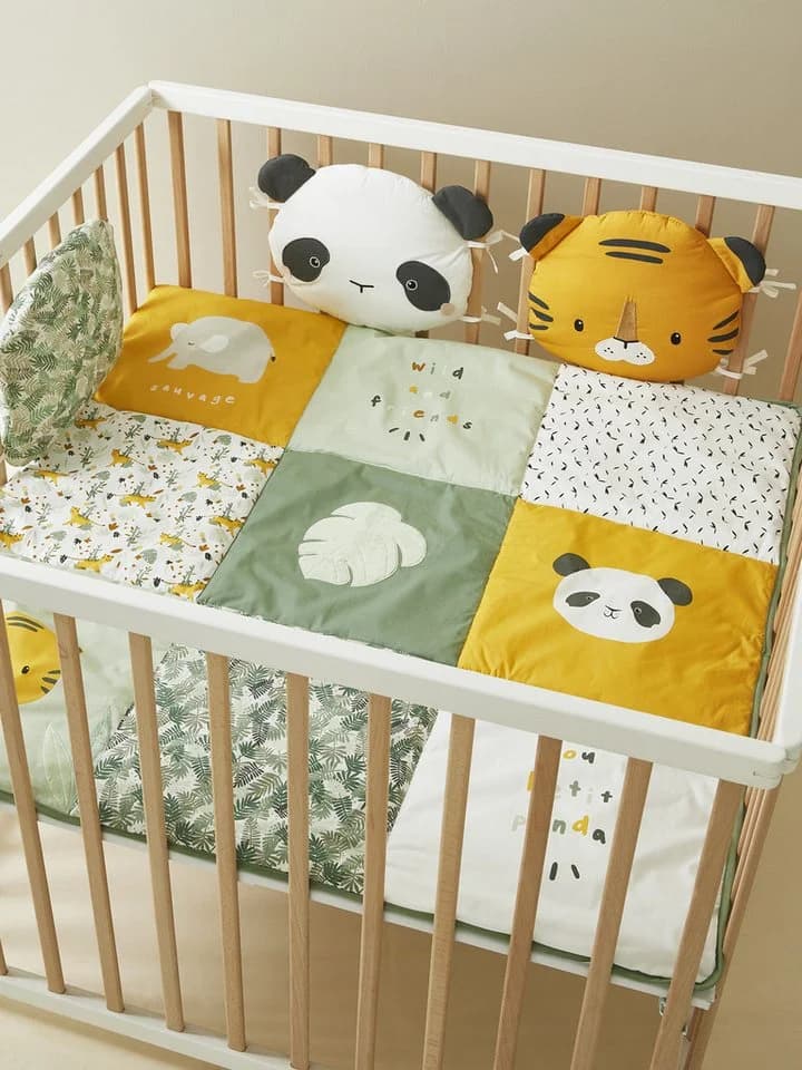 vertbaudet Babydecke Pandafreunde Patchwork Grün